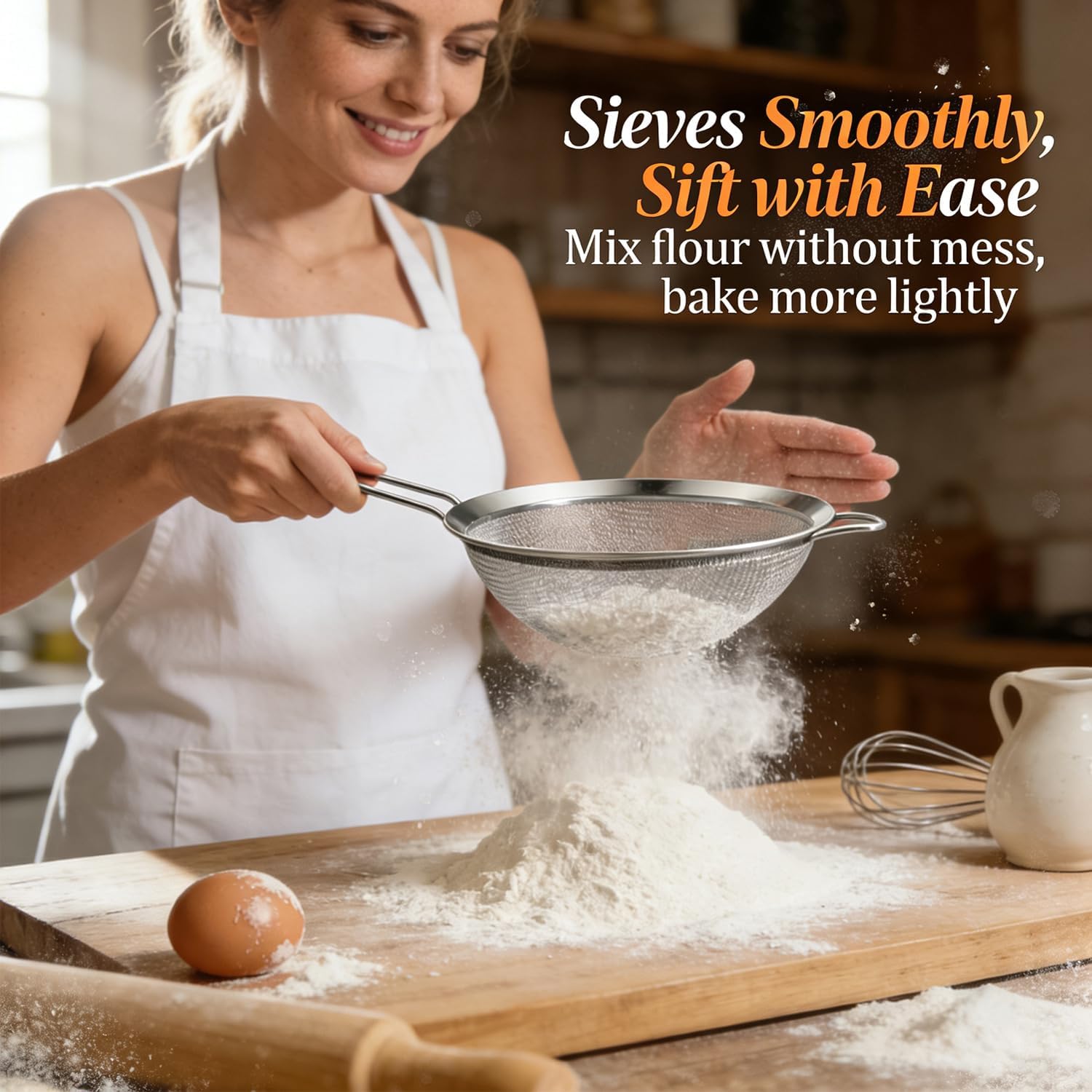 Anaeat Fine Mesh Strainers - Premium Stainless Steel Colander Sieve Sifters, With Durable Mesh And Sturdy Handle, Excellent For Sifting Dry Ingredients, Flour, Pastas, Rice, Tea (3.15"+5.5"+7.87")