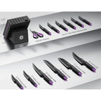 Knife Set - 15 PCS Kitchen Knife Set with Built-in Knife Sharpener Block - Stainless Steel Knife Block Set - Dishwasher Safe, Elegant Box for Men Women, Fathers day