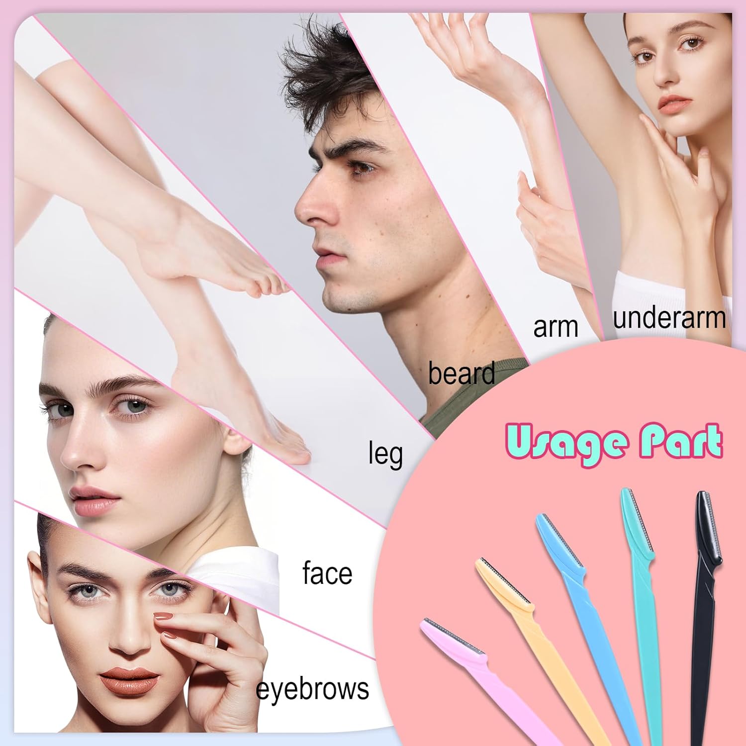 15-Piece Value Pack Men's and Women's Beauty Tool Set: Men's Disposable Razors + Women's Disposable Eyebrow Razors, Non-Slip Grip + Travel-Friendly