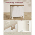 Vasagle Liry Collection - Buffet Cabinet, Coffee Bar Cabinet With A Drawer, Adjustable Shelf, Sideboard Storage With Cable Hole, Drawer Divider, Rustic White And Honey Brown Ubbk341W01V1S