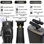 Supreme Trimmer 3-In-1 Barber Bundle | Pro Clipper Lite, T-Shaper Trimmer & Crunch Foil Shaver | Professional Beard Trimmer Men’S Hair Clipper Kit | Black