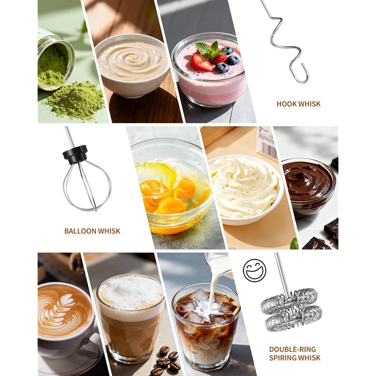 Circle Joy Rechargeable Handheld Milk Frother Wand With 3 Variable Speeds, 3 Whisks And Storage Box, Electric Drink Mixer For Latte, Cappuccino, Hot Chocolate, Eggs And Protein Powder, Black