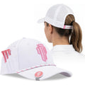 NJF Golf Adjustable Golf Cap for Women – Breathable Hat with Magnetic Ball Marker & Tee Holders, Lightweight Golf Hat White Pink