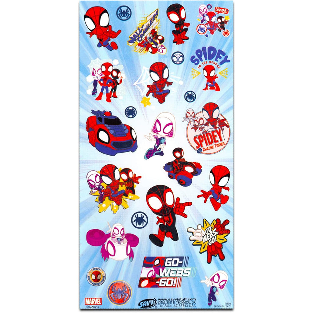 Spiderman Backpack For School Bundle W/ 16" Deluxe Bookbag For Boys | Large Durable Spider-Man School Bag W/ 4 Zip Pockets Plus Water Bottle, Stickers, More - Spider Man School Supplies