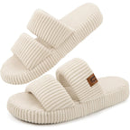 Longbay Slippers For Women Memory Foam Open Toe Slide Indoor House Shoes Slip On Bedroom Comfy Gift