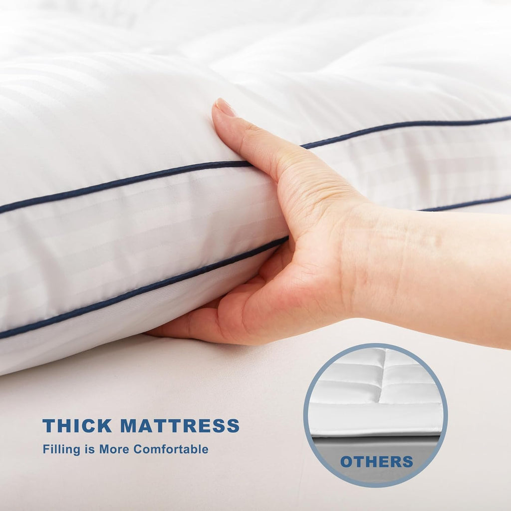 BEDLORE Queen Mattress Topper, Thick Pillow Top Bed Cover for Back Pain Relief, Soft Mattress Pad with Deep Pockets 6-18 inch
