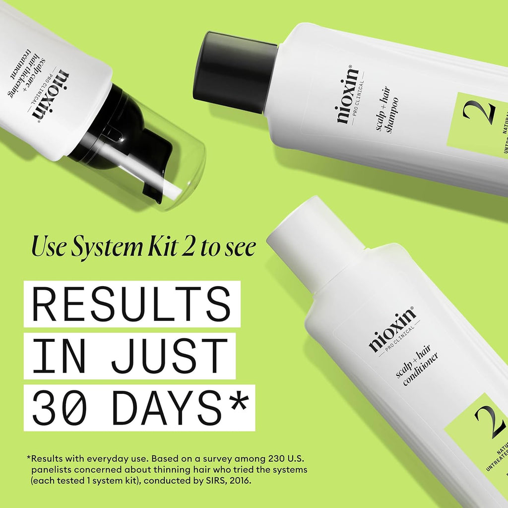 Nioxin System 2 Scalp Care + Hair Thickening Leave-In Treatment | For Natural Hair with Progressed Thinning | Boost Hair Density & Strengthen Against Breakage with Niacinamide & Biotin