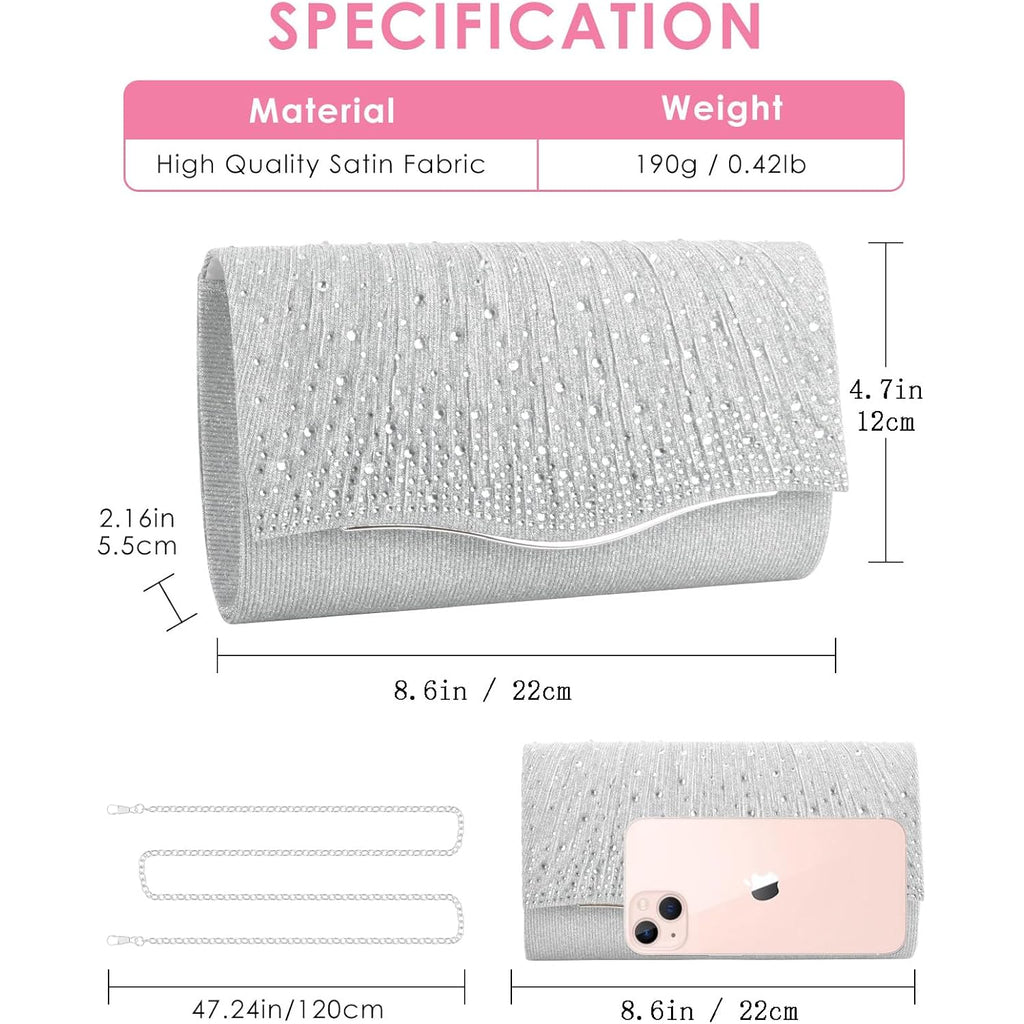 Clutch Purses For Women, Formal Evening Bags Suede Shoulder Envelope Party Handbags Wedding Cocktail Prom Clutches