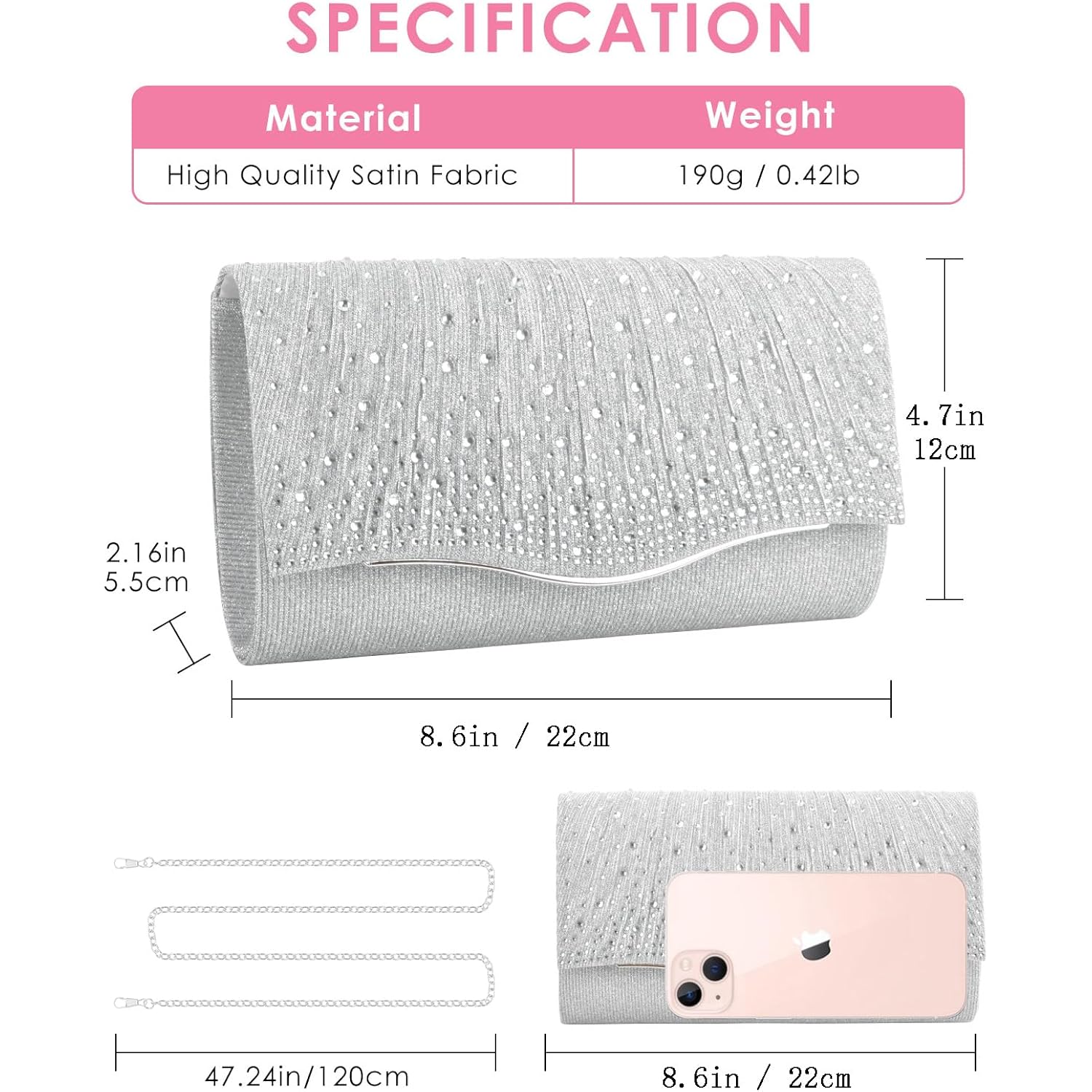 Clutch Purses For Women, Formal Evening Bags Suede Shoulder Envelope Party Handbags Wedding Cocktail Prom Clutches