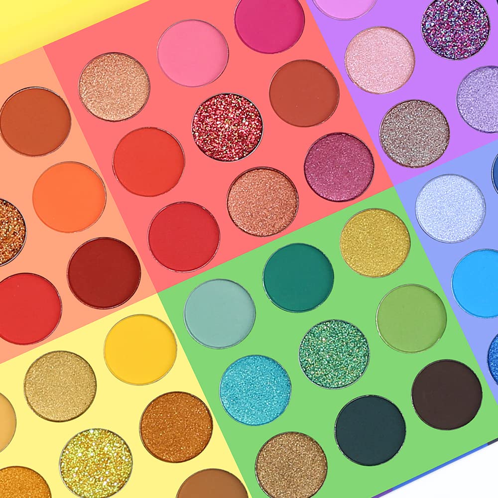 Ucanbe 54 Colors Splashy Candies Eyeshadow Palette, Highly Pigmented Matte Shimmer Soft Creamy Glitter Rainbow Bright Powder Eye Shadow Blendable Waterproof Long Lasting Makeup Pallet…
