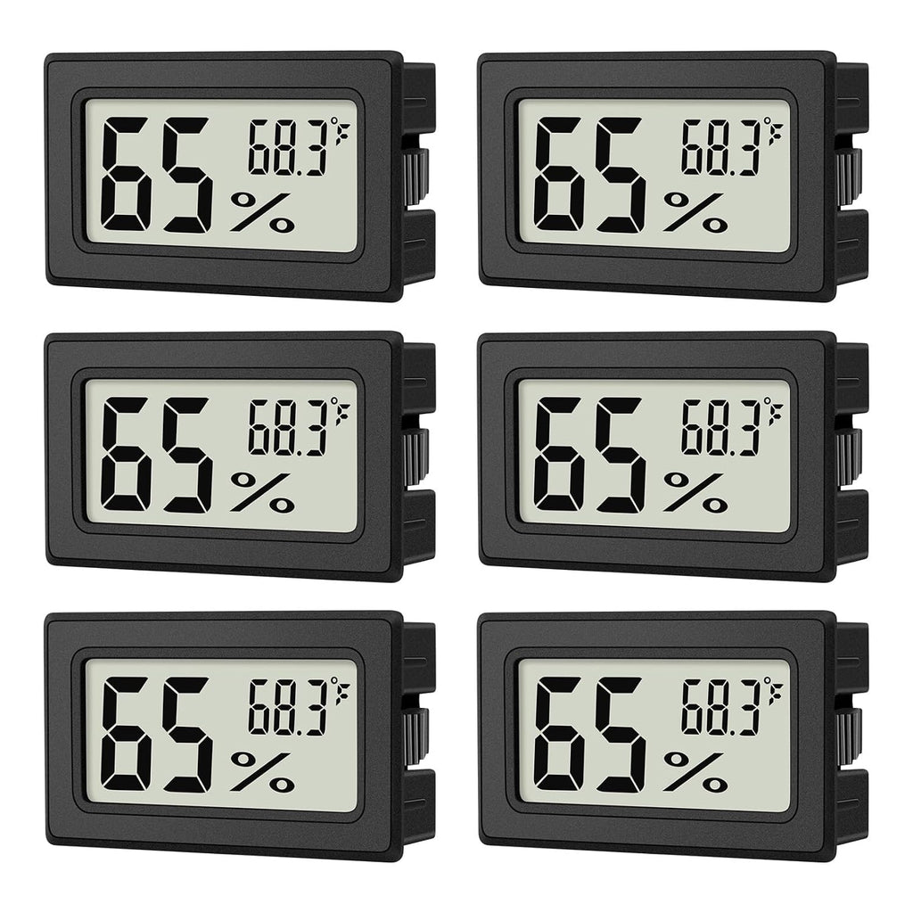 6-Pack Mini Hygrometer Indoor Humidity Meter, Mini Digital Thermometer Humidity Gauge Meter, Indoor Thermometer Hygrometer Monitor Fahrenheit (℉) For Reptile Thermostat, Jars Reptile, Fridge
