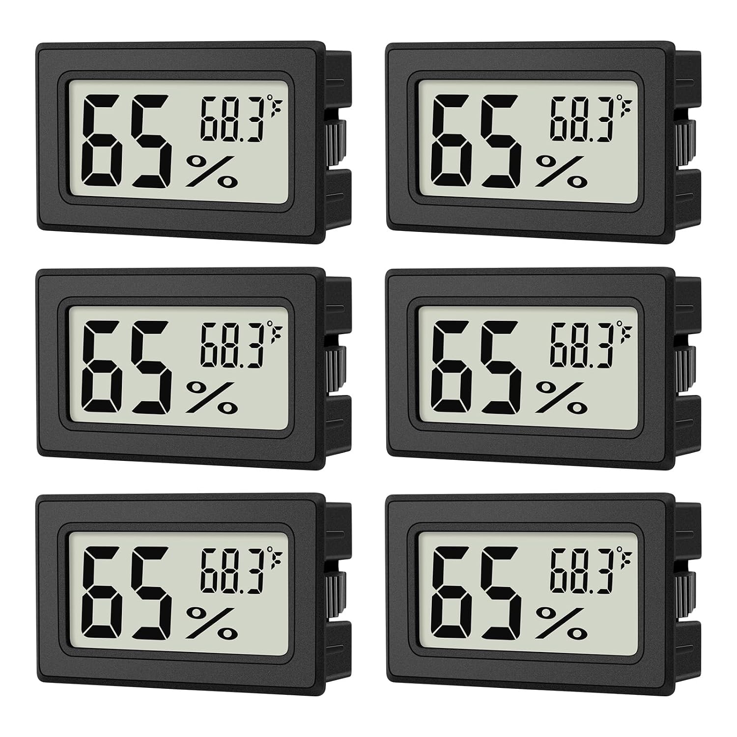 6-Pack Mini Hygrometer Indoor Humidity Meter, Mini Digital Thermometer Humidity Gauge Meter, Indoor Thermometer Hygrometer Monitor Fahrenheit (℉) For Reptile Thermostat, Jars Reptile, Fridge