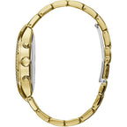 Guess Women'S Gold-Tone Stainless Steel Crystal Embellished Bracelet Watch With Day, Date + 24 Hour Military/Int'L Time. Color: Gold-Tone (Model: U0628L2)