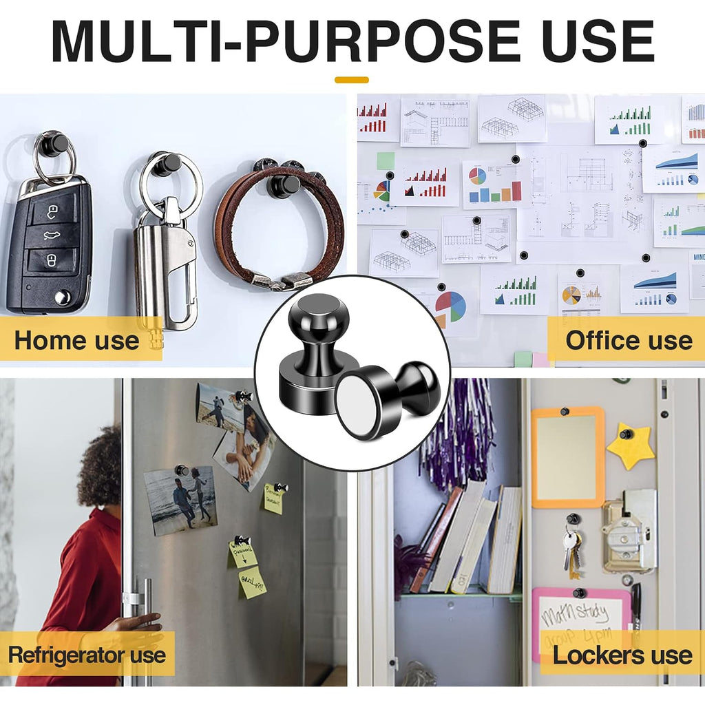 30Pcs Fridge Magnets Refrigerator Magnets Strong For Pictures, Black | For Pictures Refrigerator Whiteboard Classroom Office Locker