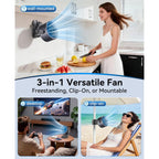 4000Mah Rechargeable Portable Clip On Fan-100-Speed Touch Control, Led Display, 360° Rotate Quiet Turbo Desk Fan, Small Battery Operated Usb Fan For Stroller Bed Travel Camping Golf Gym (Black)