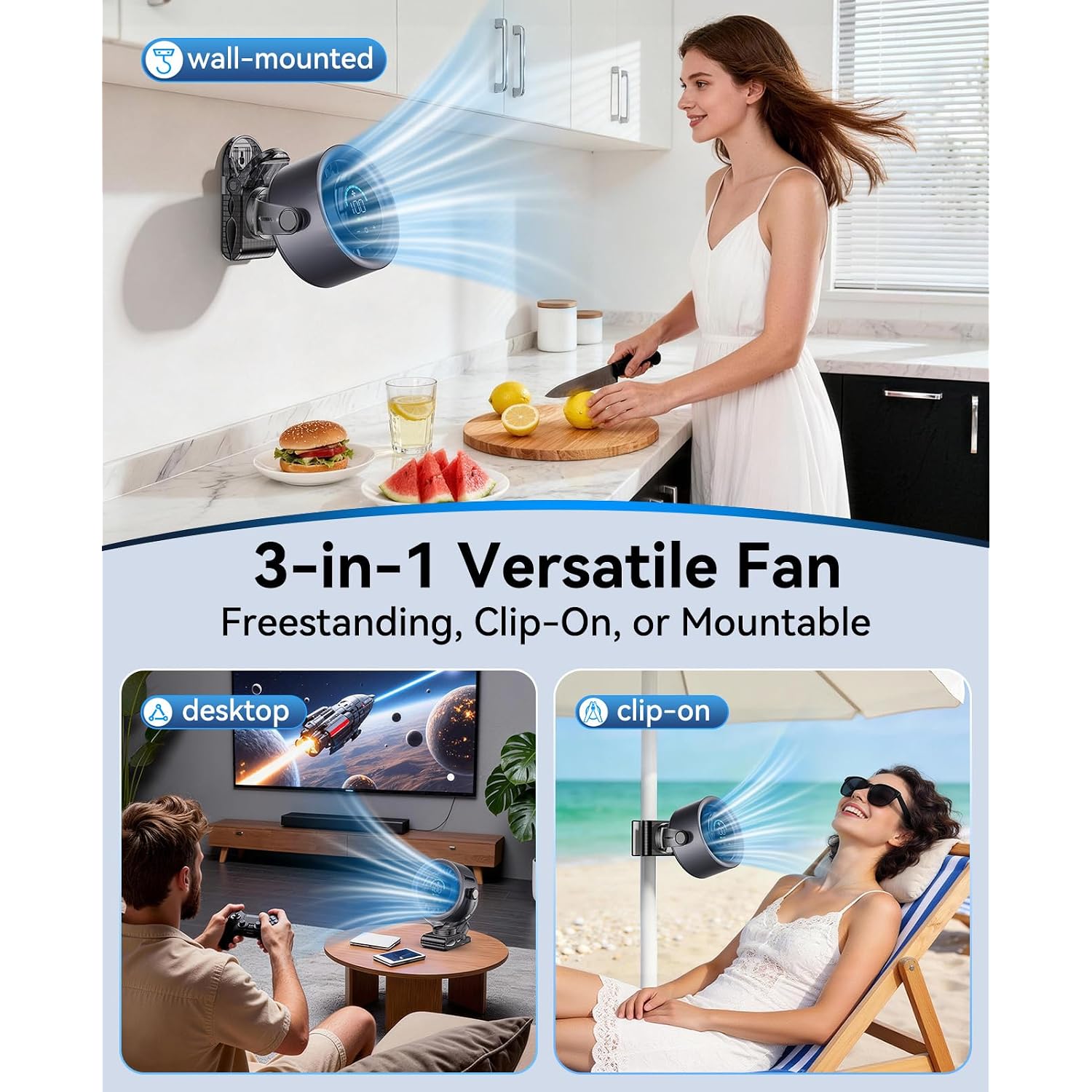 4000Mah Rechargeable Portable Clip On Fan-100-Speed Touch Control, Led Display, 360° Rotate Quiet Turbo Desk Fan, Small Battery Operated Usb Fan For Stroller Bed Travel Camping Golf Gym (Black)