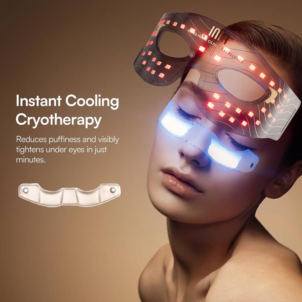 Inia Red Light Therapy Eye Mask For Under Eye Treatment & Rejuvenation - Skincare Device For Dark Circles, Wrinkles, Forehead Lines, Crow'S Feet