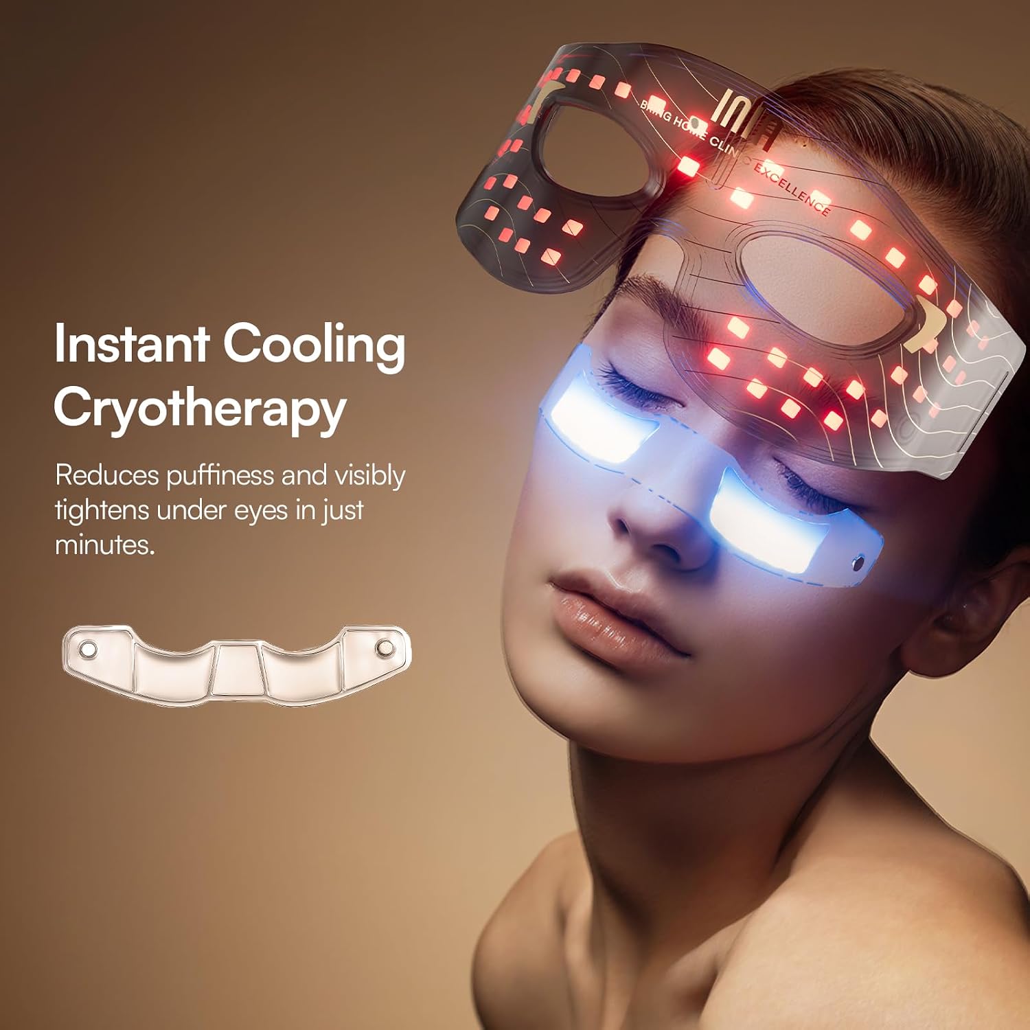 Inia Red Light Therapy Eye Mask For Under Eye Treatment & Rejuvenation - Skincare Device For Dark Circles, Wrinkles, Forehead Lines, Crow'S Feet