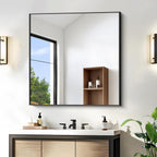 Kocuuy Bathroom Mirror,30X30 Square Black Mirror With Aluminum Metal Frame,Black Vanity Wall Mirror Modern Home Decor For Bathroom, Living Room, Farmhouse And Entryway