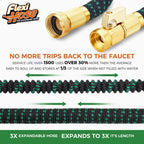 Flexi Hose With 8 Function Nozzle, 50Ft - Lightweight Expandable Garden Hose, No-Kink Flexibility, 3/4 Inch Solid Brass Fittings And Double Latex Core - Black And Green
