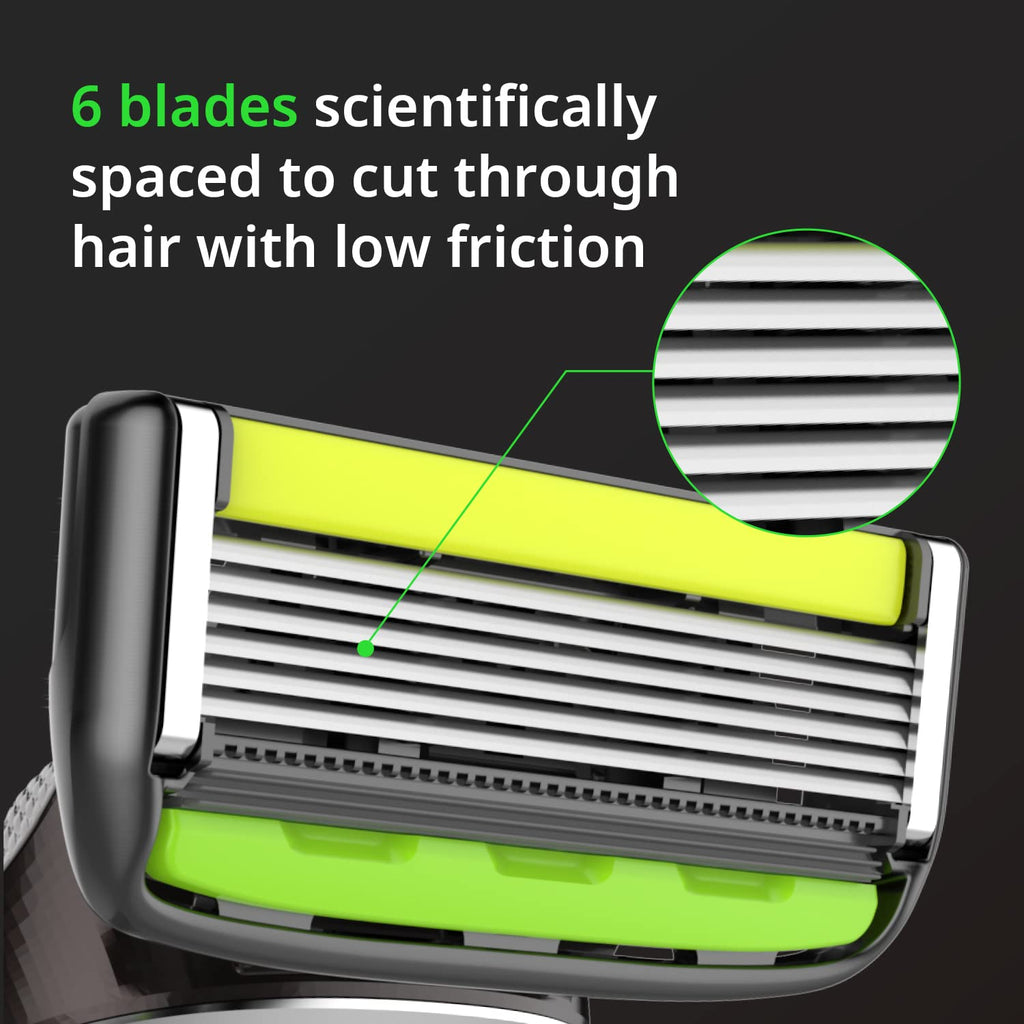DORCO Pace 6 Pro - Six Blade Razor System with Trimmer - 12 Pack Refill (No Handle)