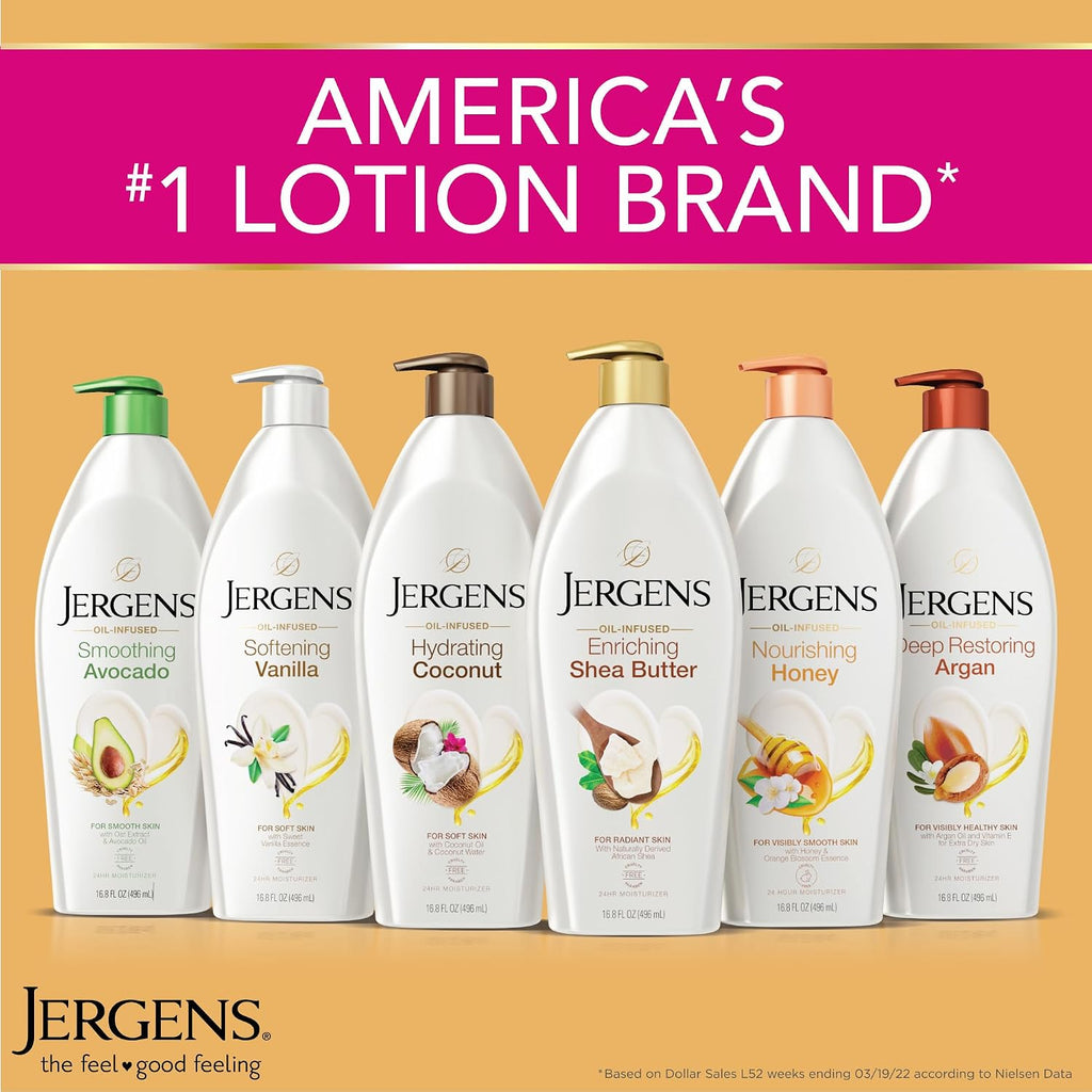 Jergens Hydrating Coconut Body Lotion For Dry To Extra Dry Skin, Moisturizer That Instantly Hydrates Skin With Coconut Oil, Dermatologist Tested, 16.8 Oz
