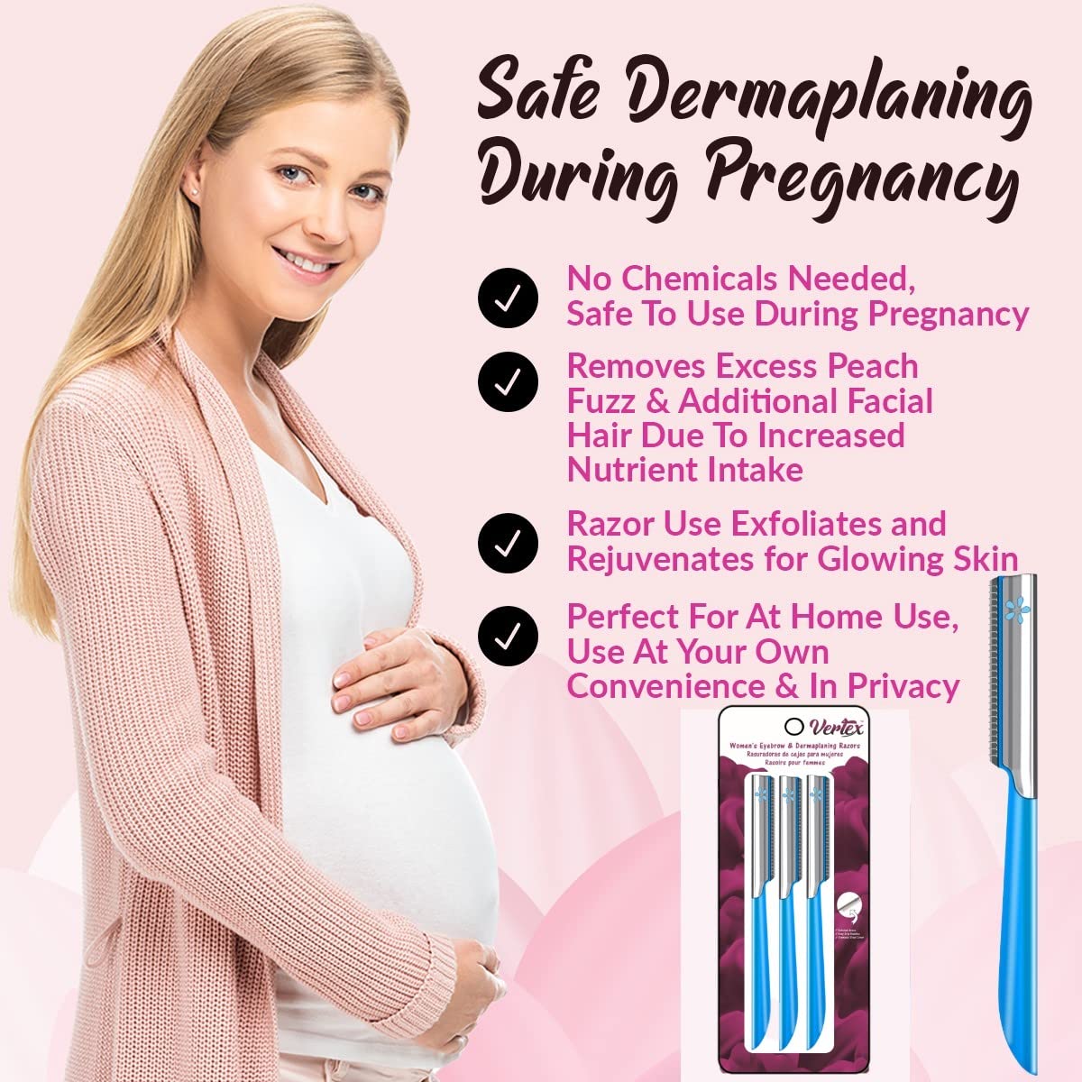Facial Razor Hair Removal - Dermaplaning Tool Peach Fuzz Remover Trimmer Women Remove Fine Hair Blue Eyebrow Razors Dermaplane Face Shavers Exfoliating Sensitive Skin Travel Essential