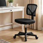 Sweetcrispy Ergonomic Low-Back Mesh Small Office Chair, Rolling Work Swivel Chairs With Wheels, Armless Comfortable Seat Lumbar Support For Home, Bedroom, Study, Student, Adults, New Black