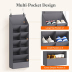 Lifewit 6 Tier Over The Door Shoe Organizer With 11 Large Deep Pockets, Fabric Hanging Shoes Shelf For Closet, Dorm Storage, Fit Up To 12 Pair Shoe Rack Holder For Sneakers, Boots, Gray