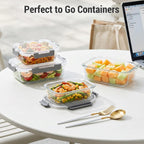 Dealusy 10 Sets (20-Piece) 36 Oz & 12 Oz Glass Food Storage Containers With Lids, Airtight Leak-Proof Glass Meal Prep Containers With Lids, Microwave Oven Freezer Dishwasher Safe, Gray