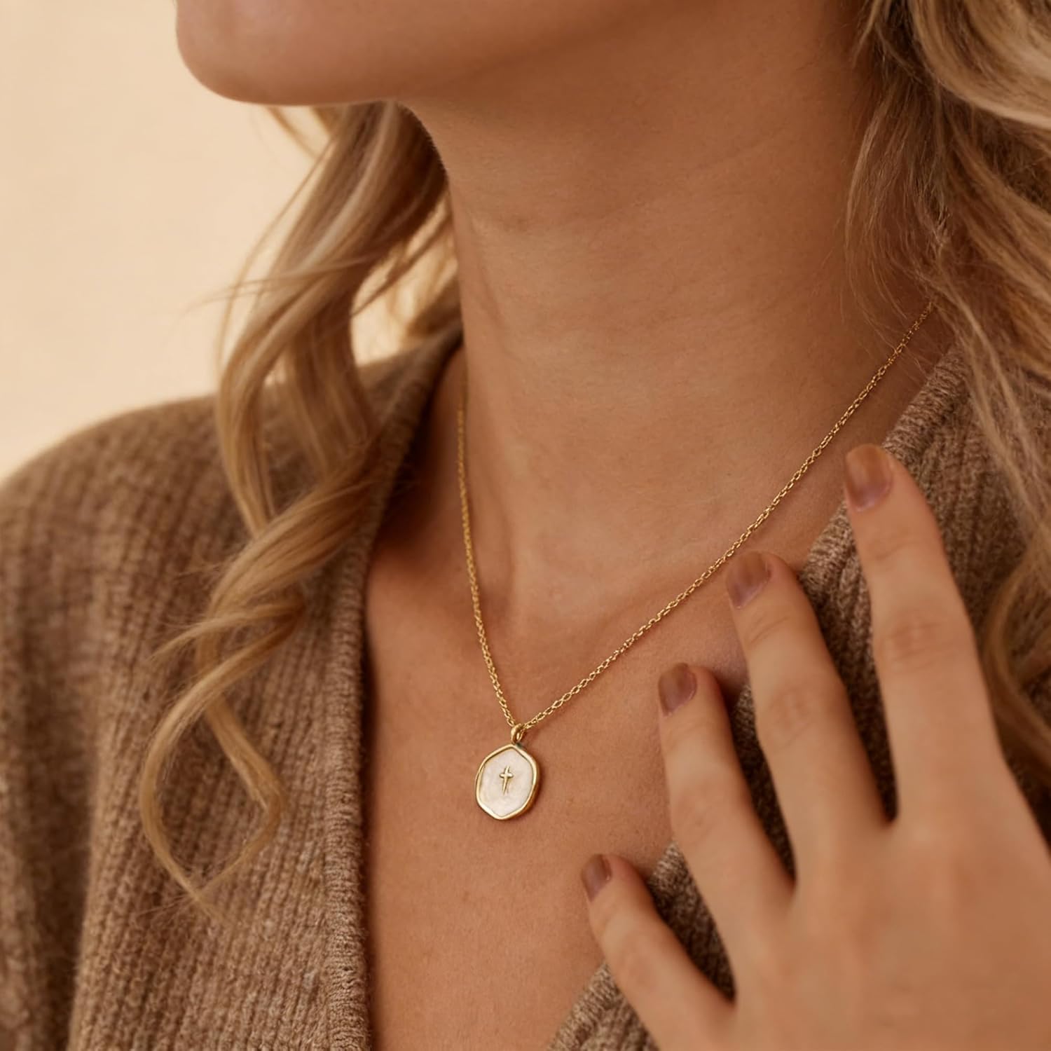 Mom Necklace for Women Tiny Cross Pendant Necklace Gold Plated Mothers Day Birthday Christmas Jewelry Gifts for Mom