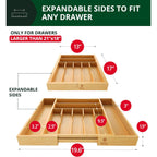 ROYAL CRAFT WOOD Luxury Bamboo Kitchen Drawer Organizer - Silverware Organizer, Utensil Holder & Cutlery Tray Drawer Dividers for Flatware (9 Slot, Natural)