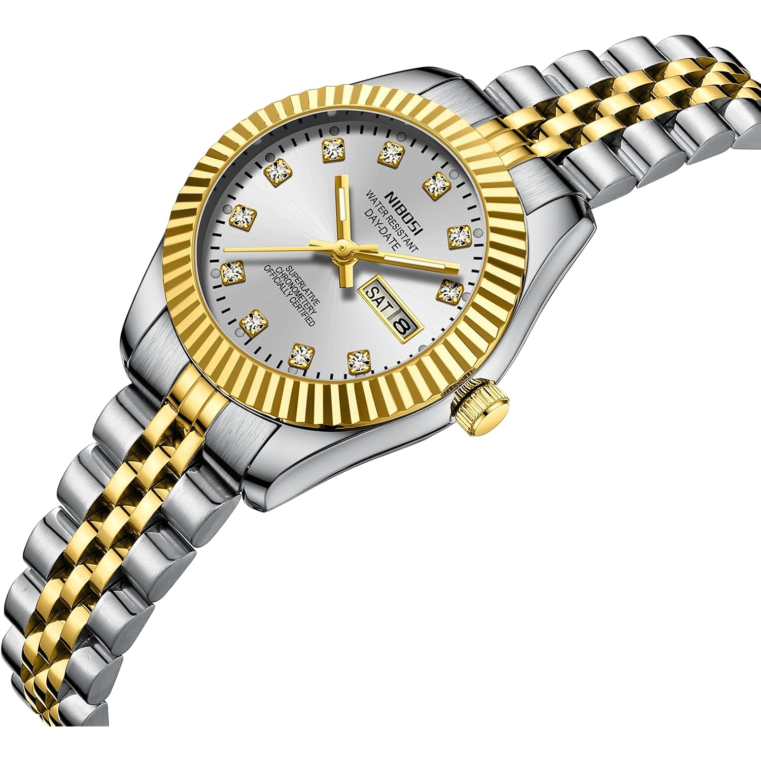 Nibosi Watches For Women Analog Quartz Stainless Steel Dial With Day Date Luminous Waterproof Dainty Classic Luxury Diamond Elegant Dress Women'S Watch For Small Wrists