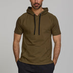 Short Sleeve Hoodie For Men, Breathable Athletic Hooded T Shirts, Mens Gym Workout Pullover Hoodies