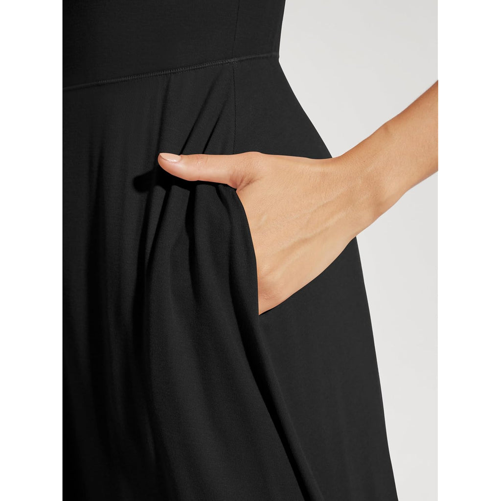 Ododos Square Neck Midi Dress With Pockets For Women Summer Casual Sleeveless Sundress Flare Tank Dress