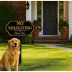 No Soliciting Sign For House With Stake - 50-Mil Thick Aluminum - 5X10 Inch/37 Inch High - Adjustable Height - Outdoor Yard Sign For Home And Front Door (A1512)