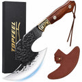 Hand Forged Viking Knife 6.2" Meat Cleaver With Sheath, Chinese Kitchen Axe Boning Knife For Meat Cutting, High Carbon Steel Butcher Knife Home Outdoor Bbq Camping Birthday Gifts For Men Dad