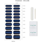 JMEOWIO Gel Nail Stickers Dark Blue Cat Eye Semi Cured Gel Nail Strips Wraps UV/LED Nails Art Design Decoration Accessories