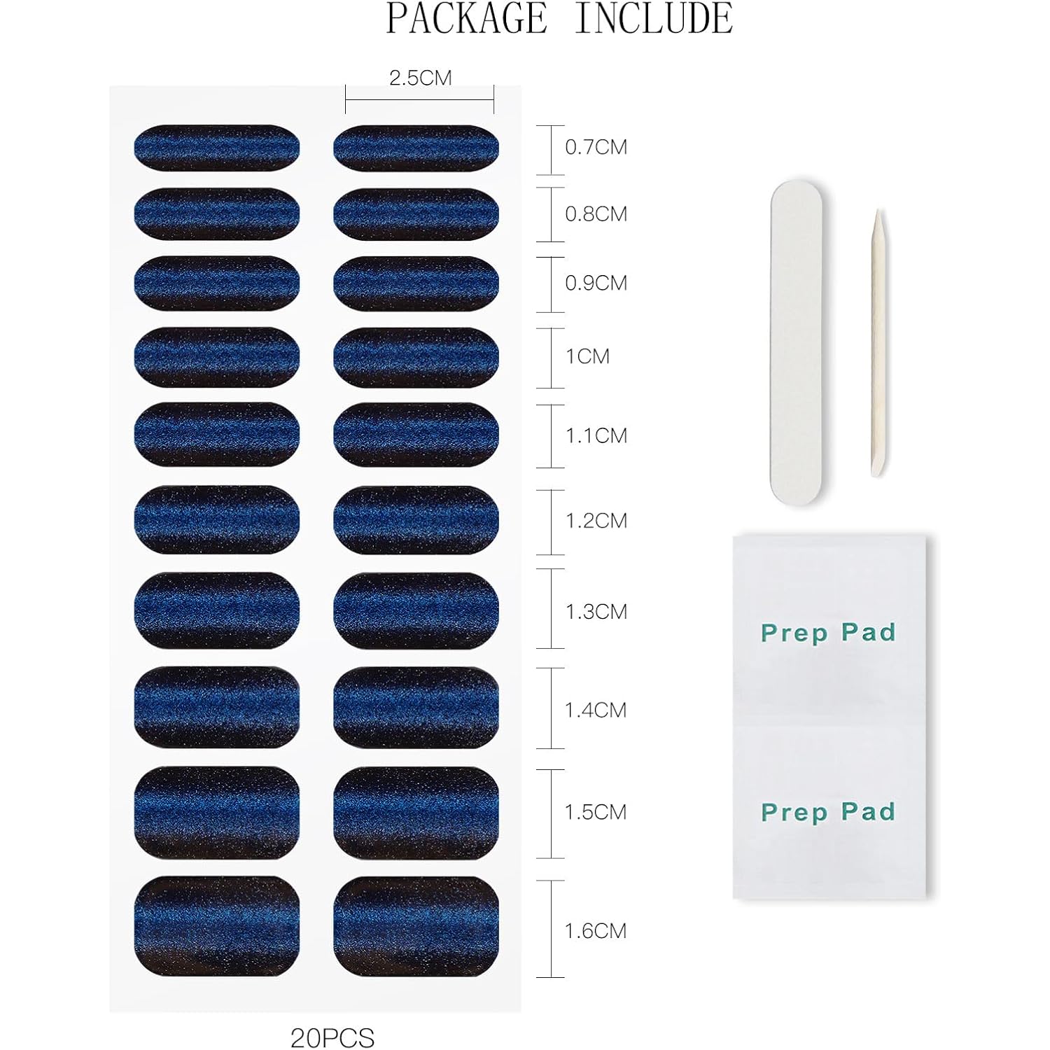 JMEOWIO Gel Nail Stickers Dark Blue Cat Eye Semi Cured Gel Nail Strips Wraps UV/LED Nails Art Design Decoration Accessories