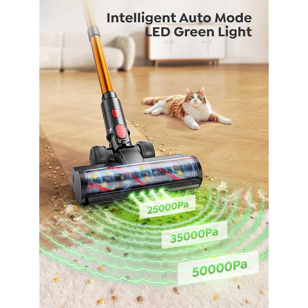 Cordless Vacuum Cleaner, 650W 55Kpa 70Mins Vacuum Cleaners For Home, Upgraded Stick Vacuum With 3.3Ft Extendable Hose, Led Touch Screen, Wall Charging Station, Auto Mode For Carpet Pet Hair Hard Floor