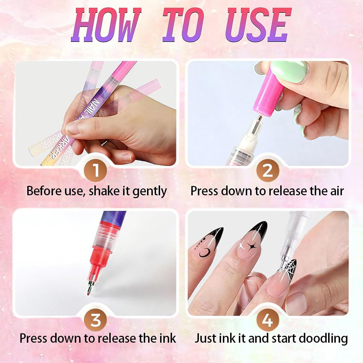12 Colors Nail Art Marker Pens Set, Nail Art Pens Set, Nail Markers for Nail Art,Nail Painting, And Artistic Decorations, Quickly Dry Nail Art Nail DIY Decoration for Everyone