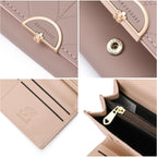 RNIEGA Leather Wallet for Women Trifold Womens' RFID Blocking Wallet Card Holder Purse Clutch with Zipper Coin Pocket,Soybean Sand