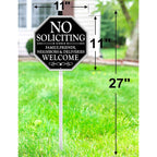 No Soliciting Sign For House, 11" X 27" No Soliciting Yard Sign With Stake, Metal No Soliciting Sign Perfect For Yard, Easy To Install (Welcome)