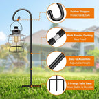 32 Inch Shepherd Hooks For Outdoor 4 Pack, Adjustable Garden Hooks For Hanging Plants, Lanterns, Solar Lights, Mason Jars & Wedding Decor, Matte Black Decorative Shepherd’S Hooks