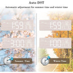 Dreamsky Wooden Digital Alarm Clock With Date & Day Of Week For Bedroom | Large Display Desk Clock For Living Room, Temperature, Dimmer, Adjustable Volume, Auto Dst, Office Wood Décor (Plug-In)