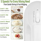 Wepsen 5-Speed Electric Hand Mixer, 4 Large Mixing Bowls Set, Handheld Mixers With Whisks Beater, Stainless Steel Metal Nesting Bowl Measuring Cups Spoons Kitchen Cake Blender For Baking Supplies