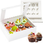 RYDDOY 4 Pack Cupcake Boxes, Hold 12 Standard Cupcakes, Cupcake Containers with Window and Inserts, High Grade Cupcake Holder, for Birthday Holiday Party, Supplies for Cupcakes, Desserts and More