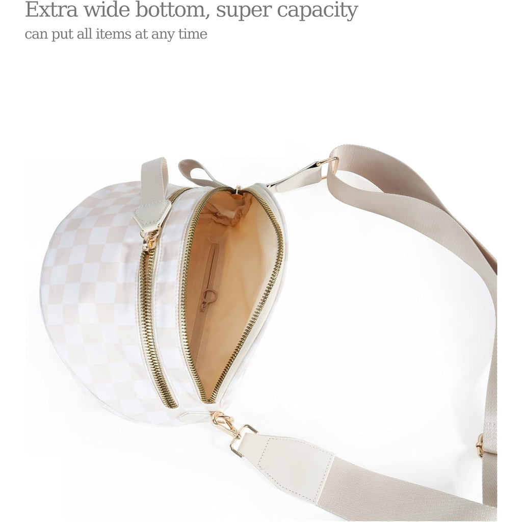 FEIBOON Spacious Checkered Nylon Crossbody Bag Bum Bag Handbags Wallets for Women