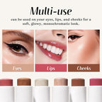 KIMUSE Face Sticks Trio, Cream Blush Stick & Highlighter Stick & Contour Stick for Sculpt the Cheeks, Long Lasting Cream Contour Stick Trio for Face Makeup, with Brush