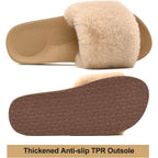 Coface Fuzzy Womens Slippers With Arch Support Open Toe Orthopedic Fur Slipper Indoor Outdoor